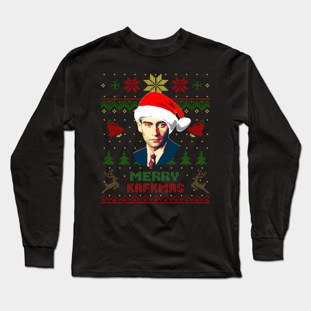 Franz Kafka Funny Merry Christmas Kafkmas Long Sleeve T-Shirt by Nerd_art